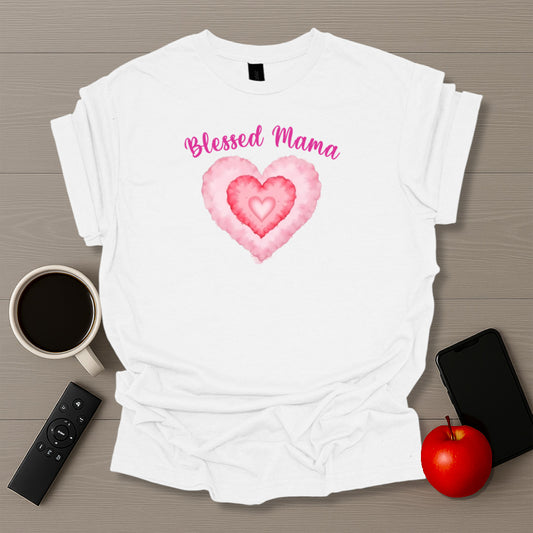Blessed Mom Watercolor Heart T-Shirt