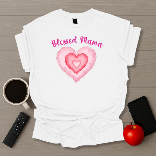 Blessed Mom Watercolor Heart T-Shirt