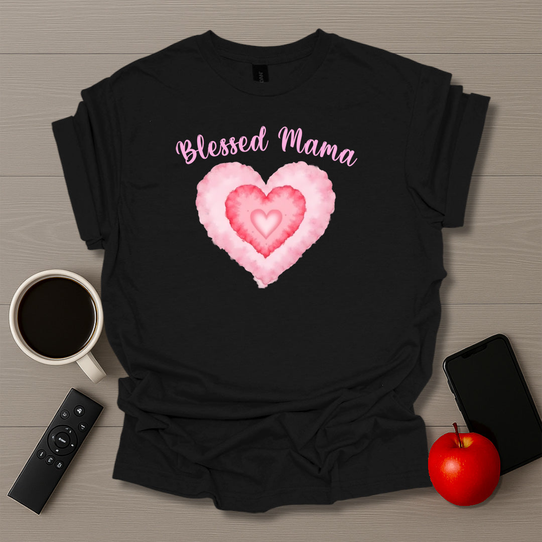 Blessed Mom Watercolor Heart T-Shirt