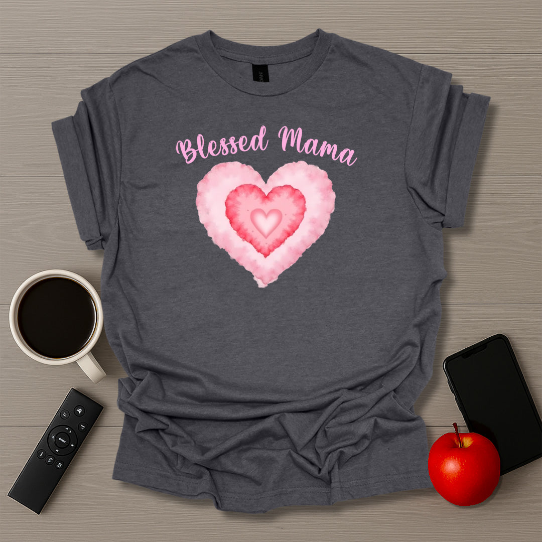Blessed Mom Watercolor Heart T-Shirt